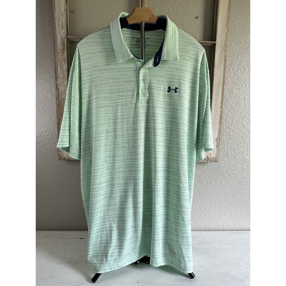 Under Armour Light Mint Green Striped Polo